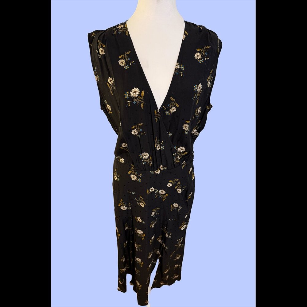 Veronica Beard Black Floral Midi Dress